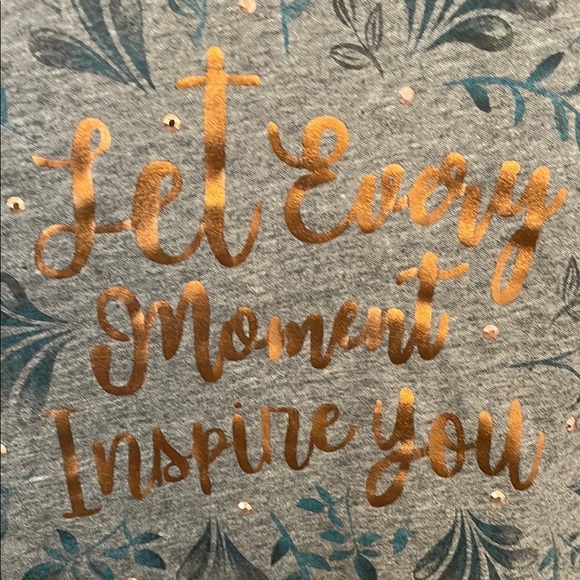 Catherines Gray Short Sleeve “Let Every Moment Inspire You”  V-Neck Tee | 1X - Picture 4 of 7